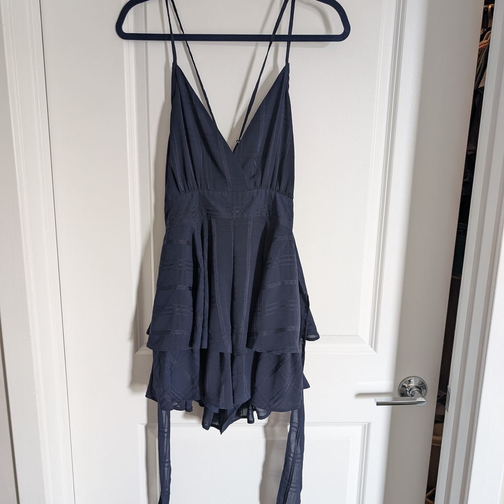 Delightfully In Love Navy Romper by Pink Lily